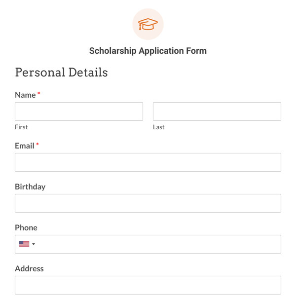 Scholarship Application Form Template