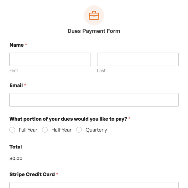 Dues Payment Form Template