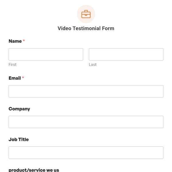 Video Testimonial Form Template