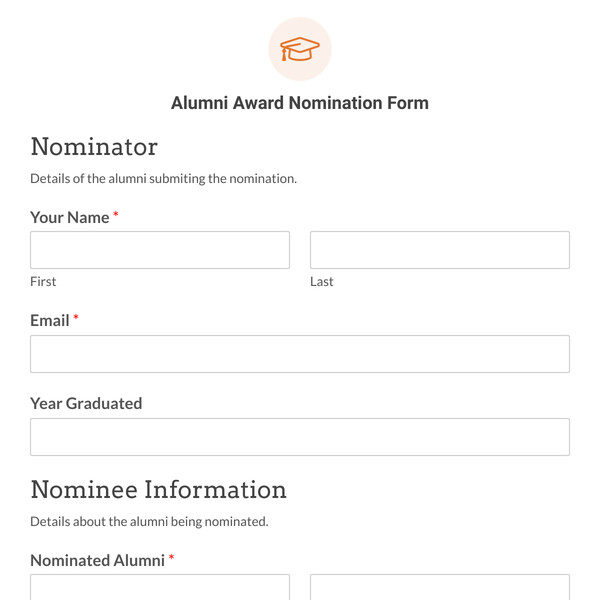 Alumni Award Nomination Form Template
