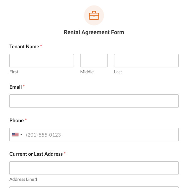 Rental Agreement Form Template