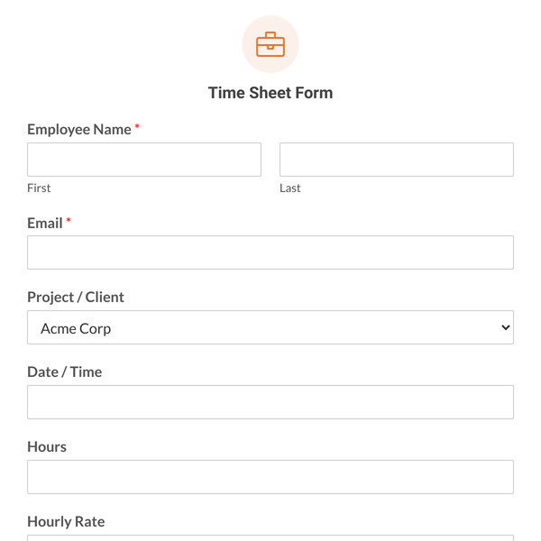 Time Sheet Form Template
