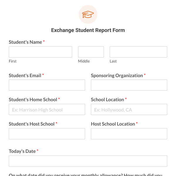 Exchange Student Report Form Template