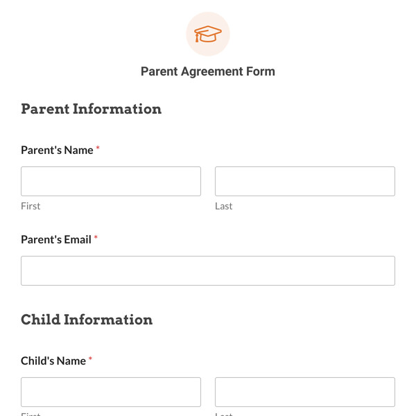Parent Agreement Form Template