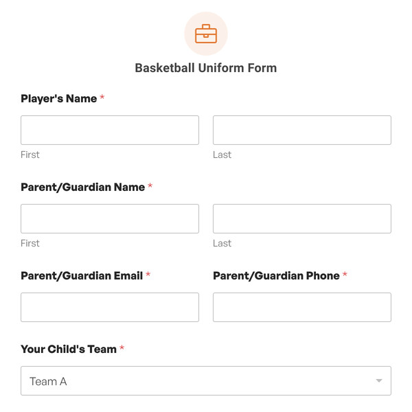 Basketball Uniform Form Template