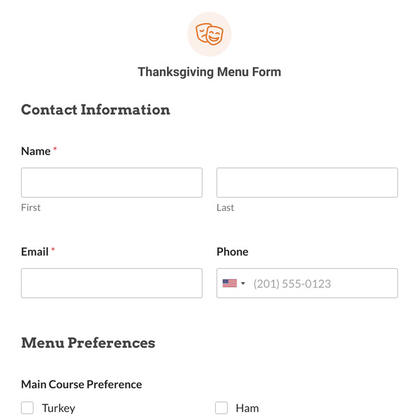 Thanksgiving Menu Form Template