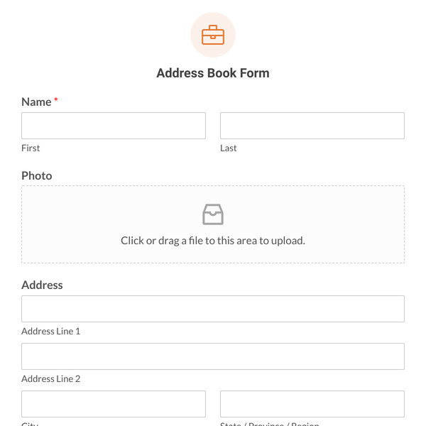 Address Book Form Template