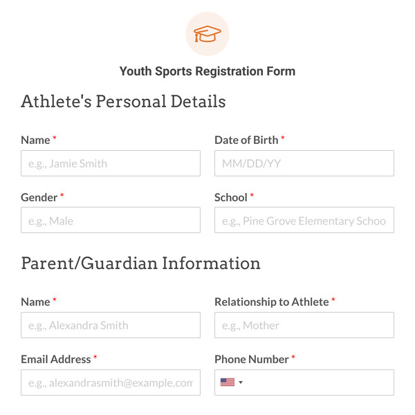 Youth Sports Registration Form Template