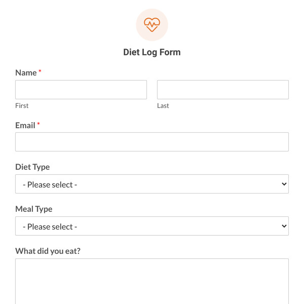 Diet Log Form Template