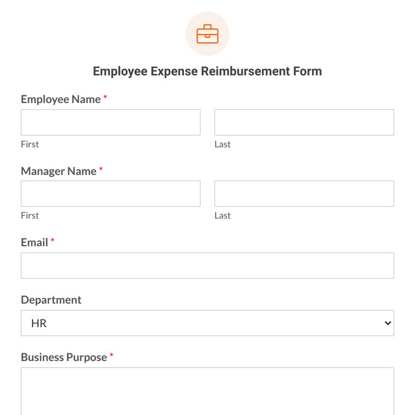 Employee Expense Reimbursement Form Template