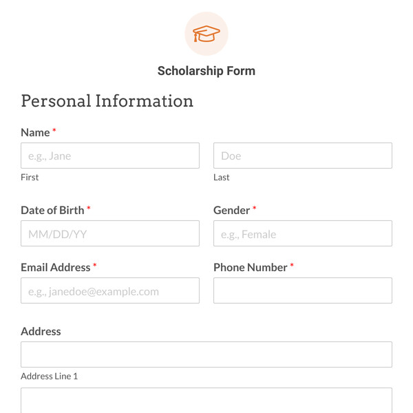 Scholarship Form Template