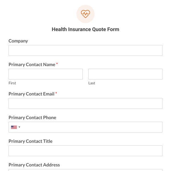 Health Insurance Quote Form Template