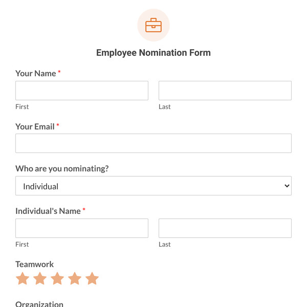 Employee Nomination Form Template