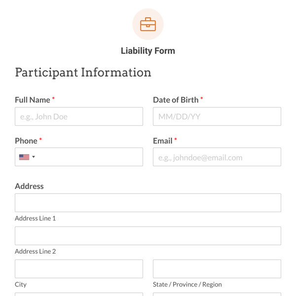Liability Form Template