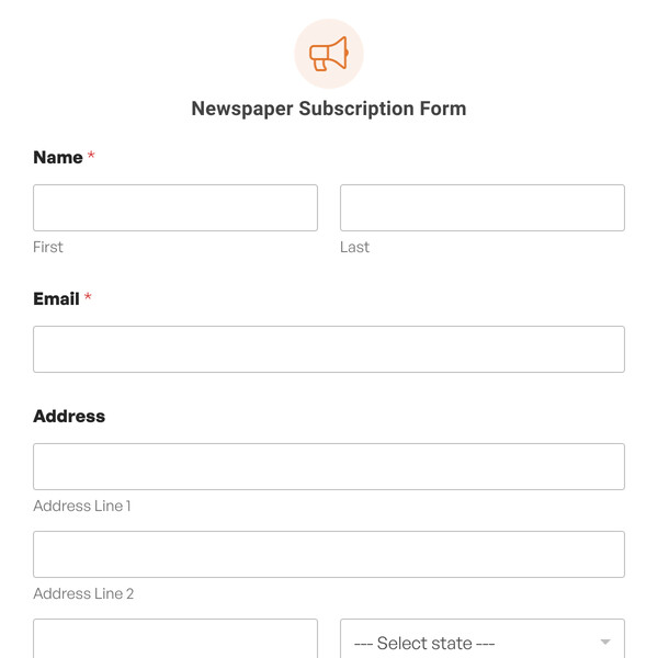 Newspaper Subscription Form Template