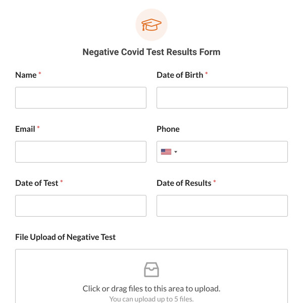 Negative Covid Test Results Form Template