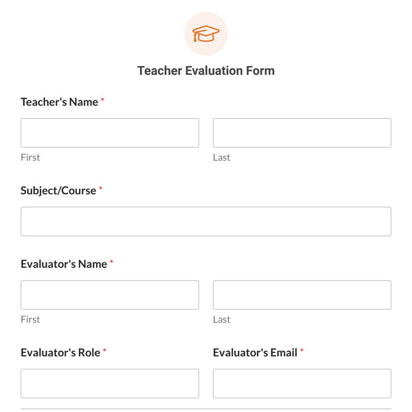 Teacher Evaluation Form Template