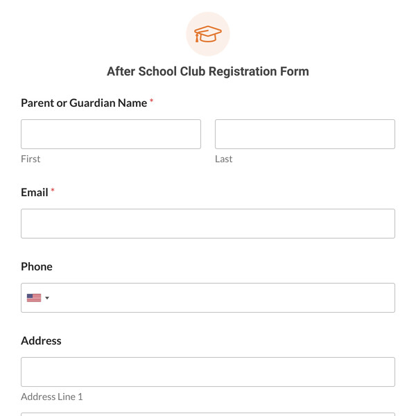 After School Club Registration Form Template