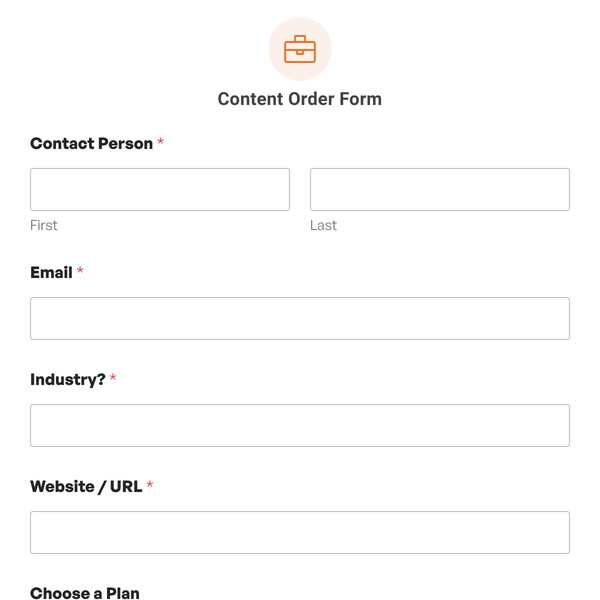 Content Order Form Template