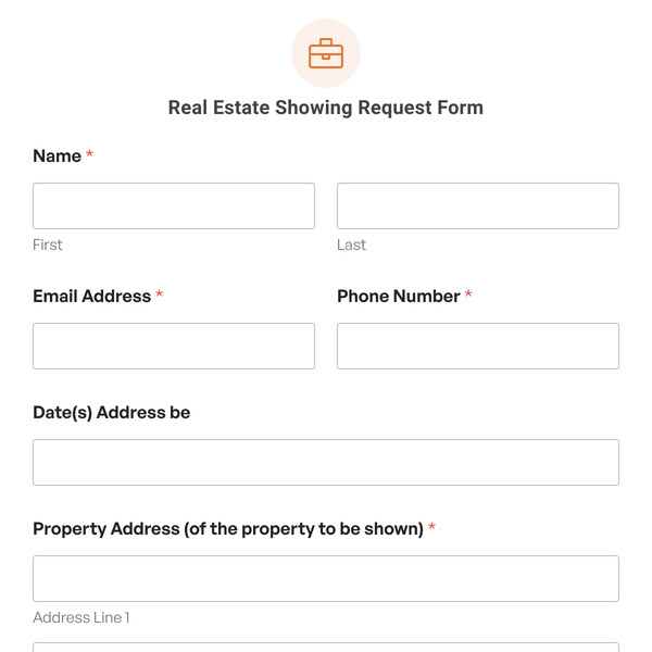 Real Estate Showing Request Form Template