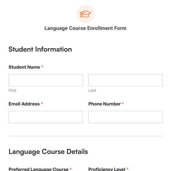 Language Course Enrollment Form Template