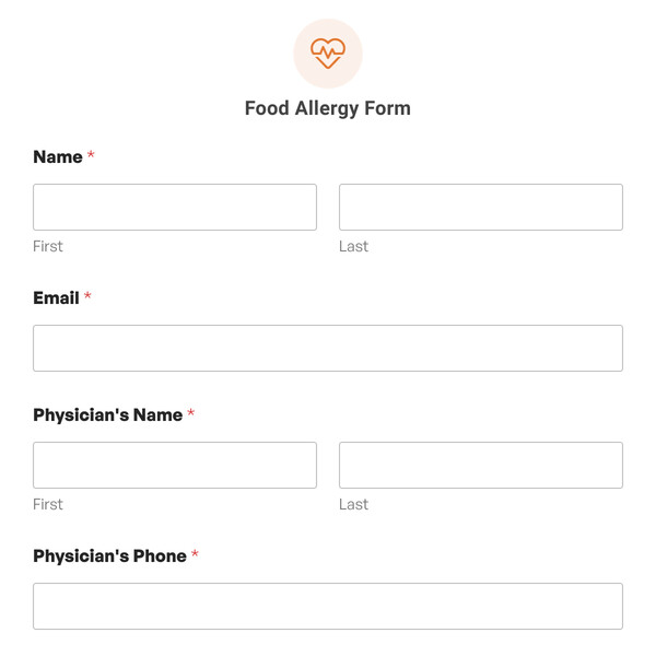 Food Allergy Form Template