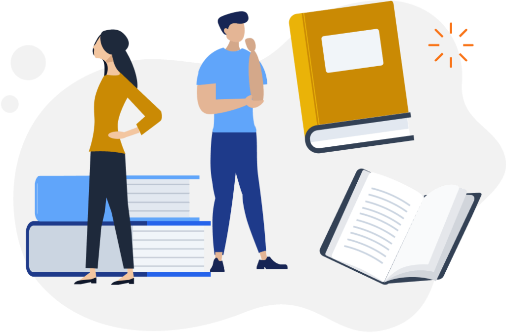 人物と本のイラスト